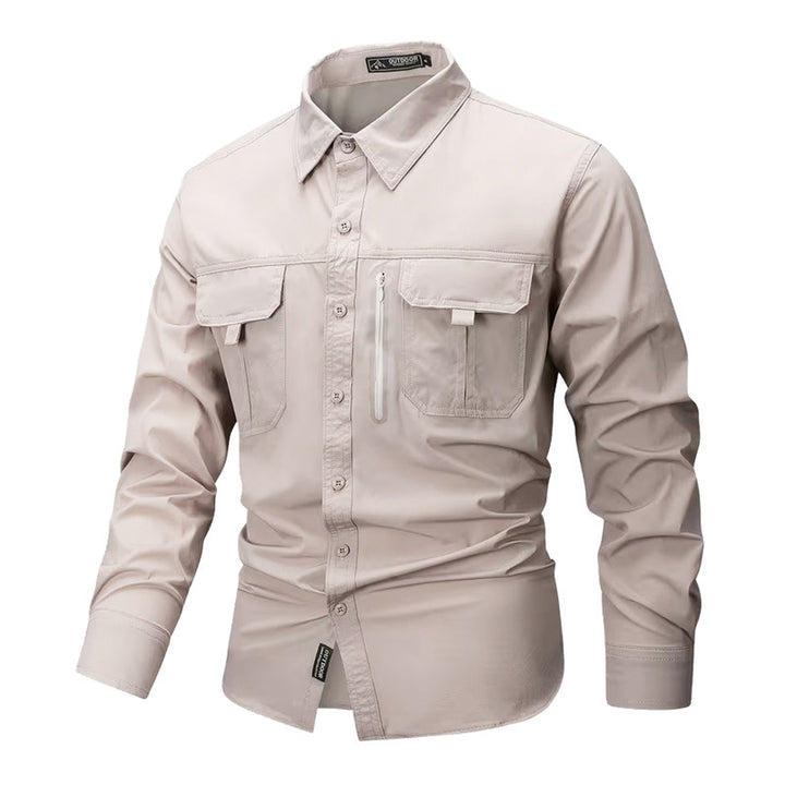 Men's robust trekking shirt with reinforced breast pockets and breathable material Mune Fashion