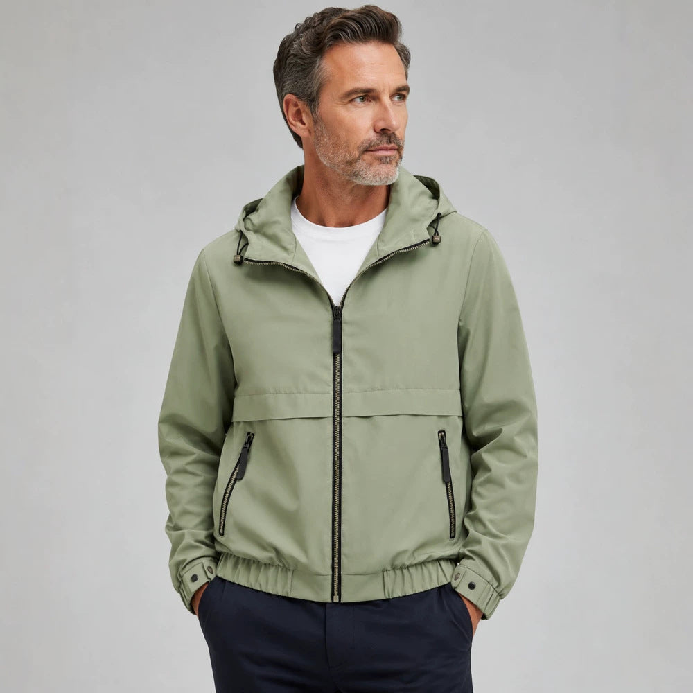 Men's Lightweight Rain Jacket with Adjustable Hood Mune Fashion
