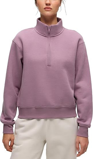 Women's Oversize Sweatshirt with Half Zipper, Stand-up Collar and Ribbed Cuffs Mune Fashion