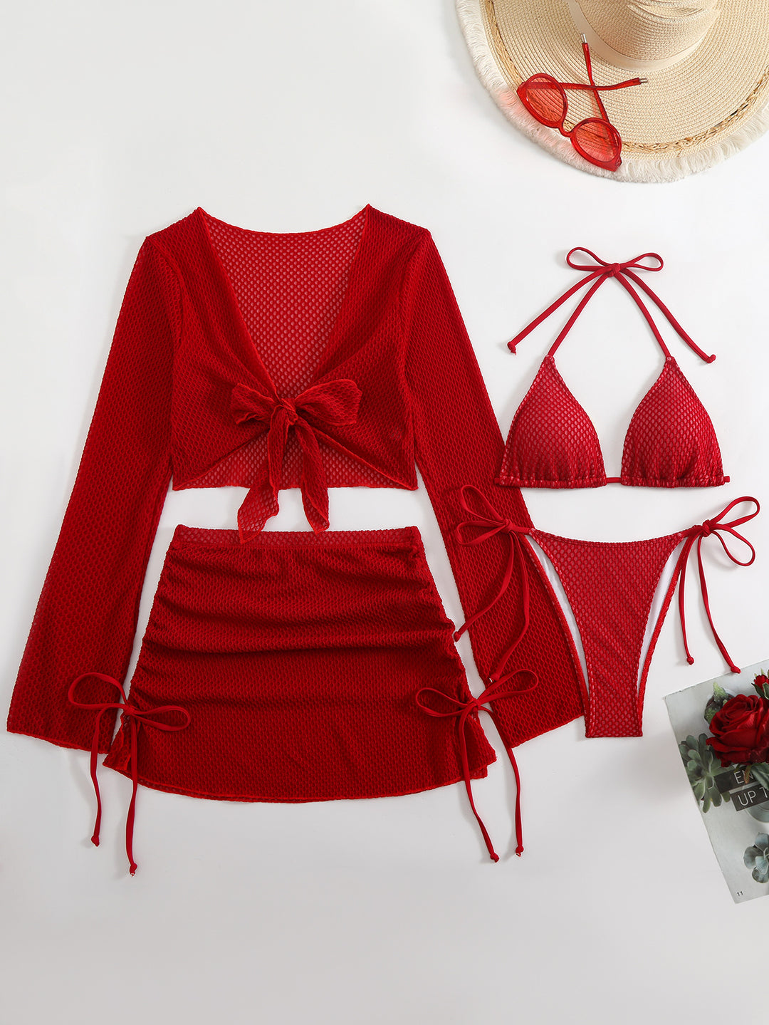 Women's swimsuit set with trendy mesh design and adjustable details Mune Fashion