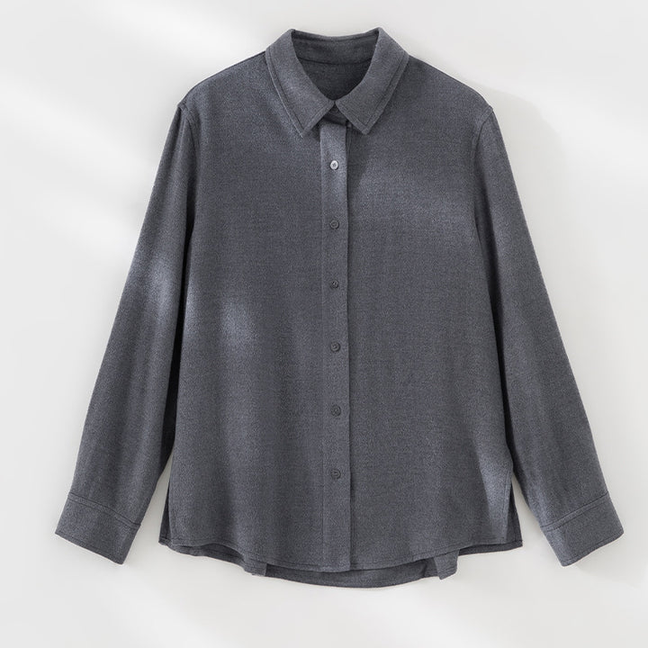 Women's Light Oversized Shirt Blouse made of Structured Jersey with Kent Collar Mune Fashion