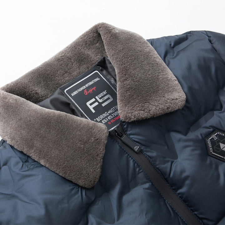 Men's quilted thermal jacket with faux fur collar windproof water-repellent and multiple zippered pockets Mune Fashion