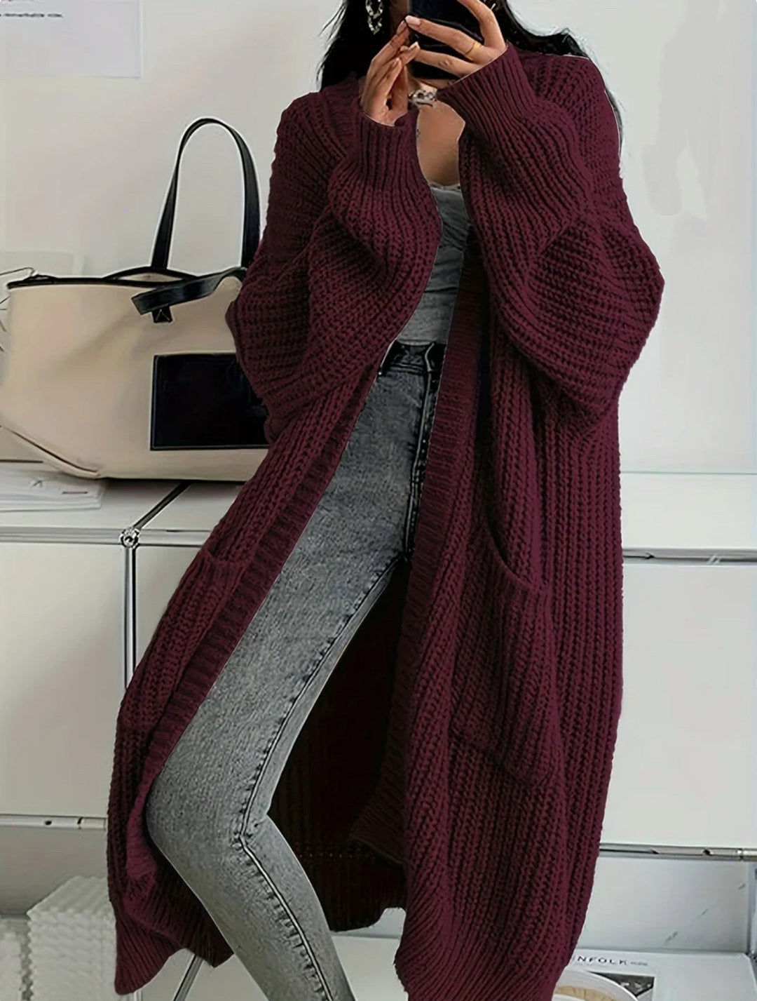 Women's Oversized Knitted Coat Mune