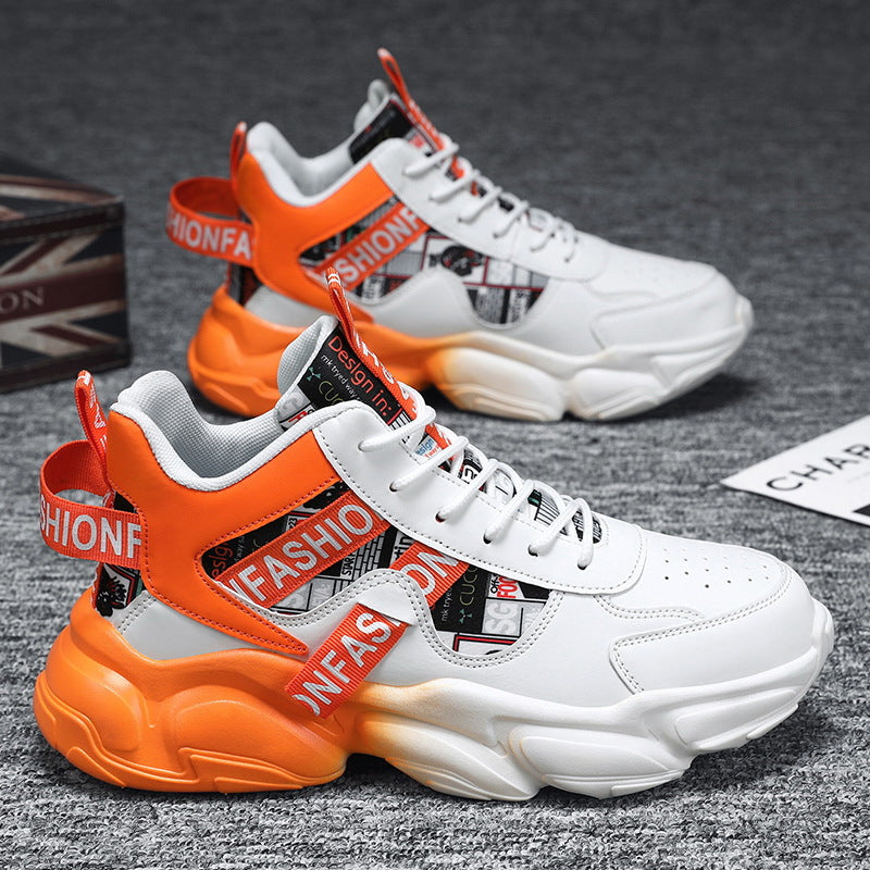 Unisex fashionable platform chunky sneaker with graphic print, reinforced heel tab and cushioning hollow chamber sole Mune Fashion
