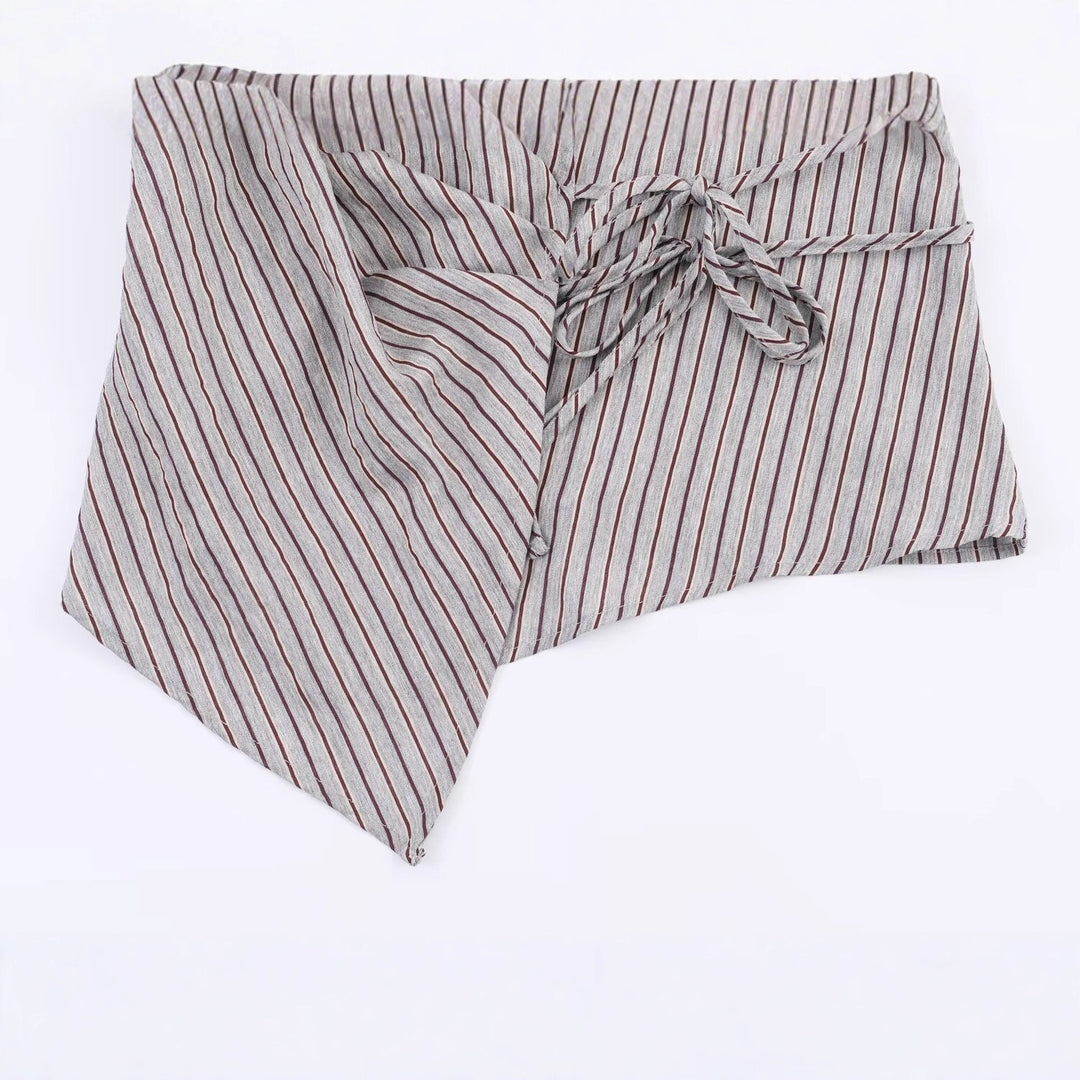 Women 10+ asymmetrical wrap blouse with drawstring, shirt collar and long sleeves Mune Fashion