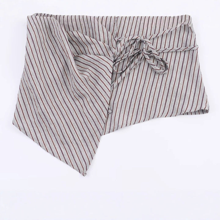 Women 10+ asymmetrical wrap blouse with drawstring, shirt collar and long sleeves Mune Fashion