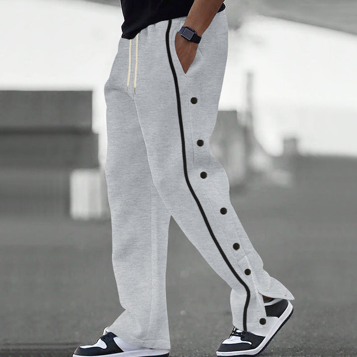 Men's Sporty Loose Jogging Pants with Snap Buttons Mune Fashion