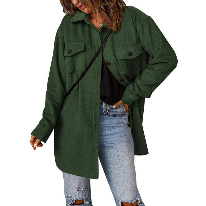 Ladies Oversize Shirt Jacket with Breast Flaps and Long Cut Mune Fashion