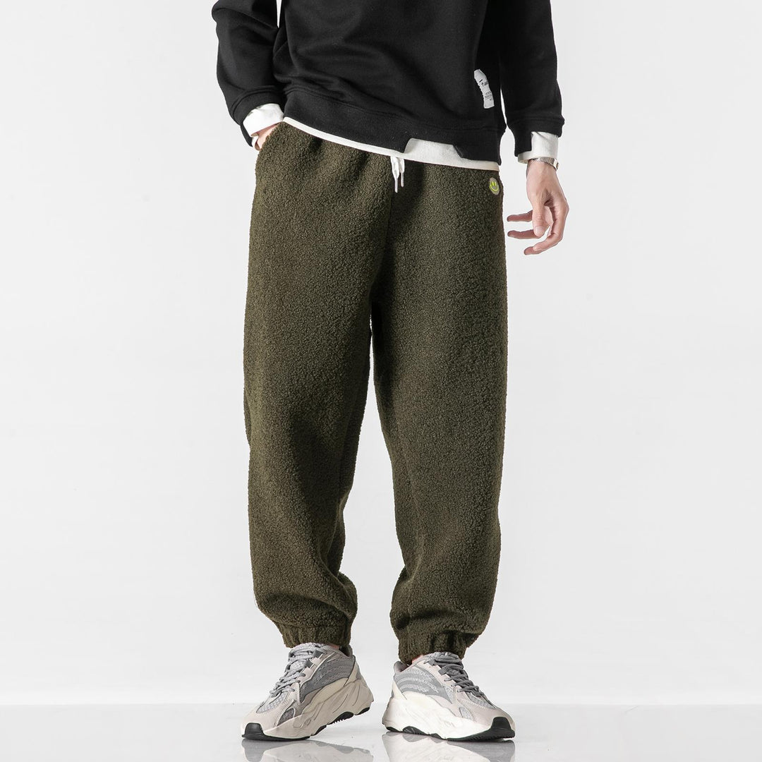 Men's Teddy Fleece Jogging Pants with Elastic Waistband, Drawstring, and Cuffs Mune Fashion