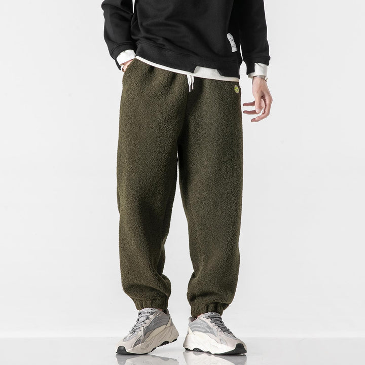 Men's Teddy Fleece Jogging Pants with Elastic Waistband, Drawstring, and Cuffs Mune Fashion