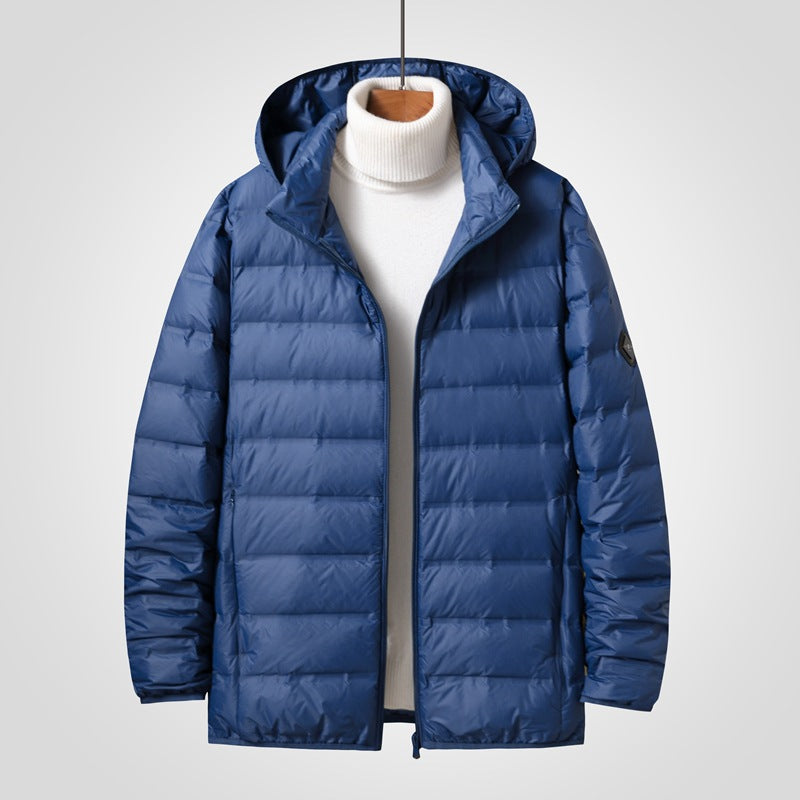 Men's Ultra-Light Compact Padded Coat with Hood and Water-Repellent Shell Mune Fashion