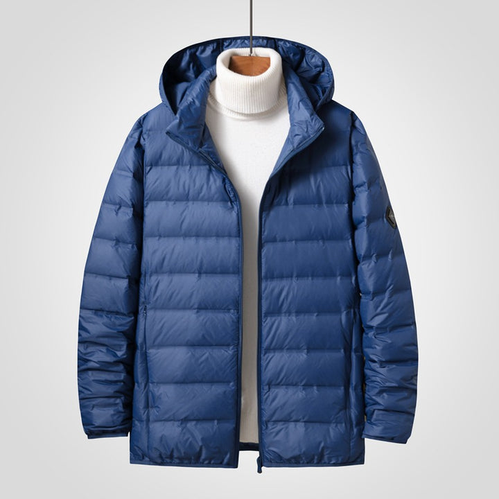 Men's Ultra-Light Compact Padded Coat with Hood and Water-Repellent Shell Mune Fashion