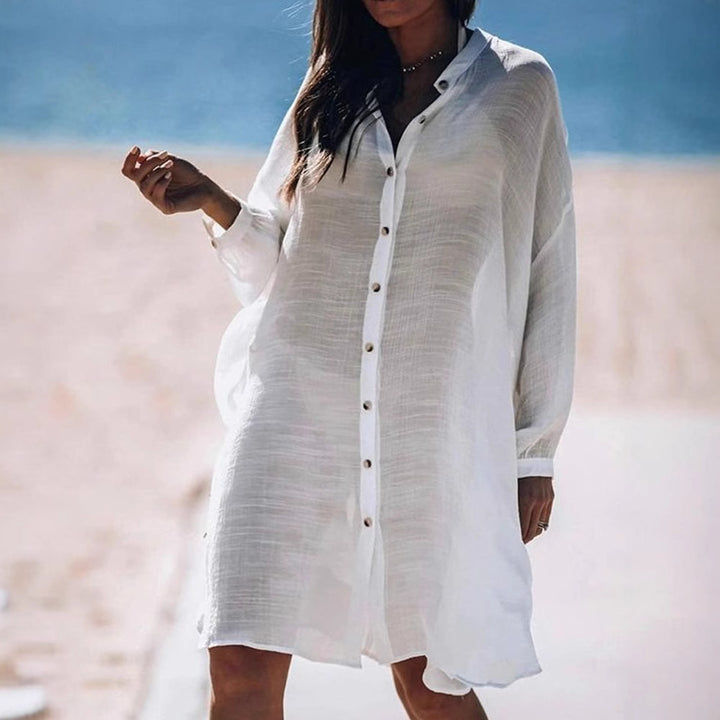 Women's lightweight and airy shirt dress with button details Mune Fashion