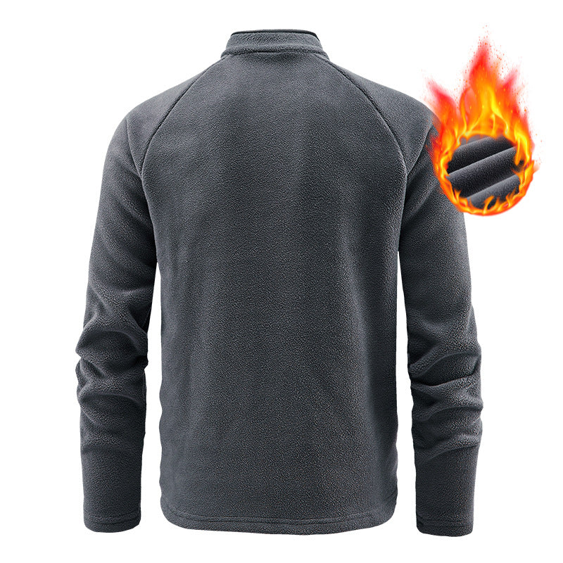 Men's insulating fleece half-zip with high standing collar, raglan sleeves & micro teddy structure Mune Fashion