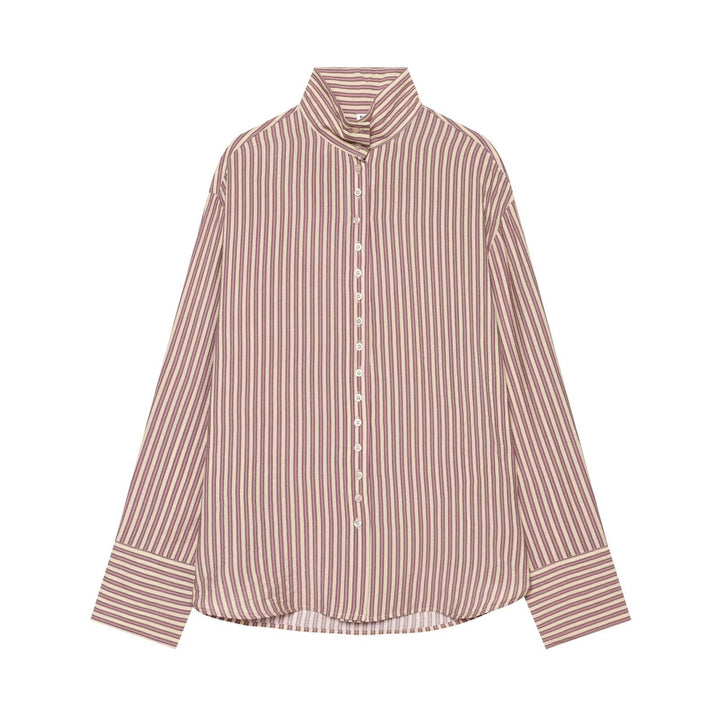 Women's oversized shirt blouse with stand-up collar, full button placket and wide cuffs Mune Fashion