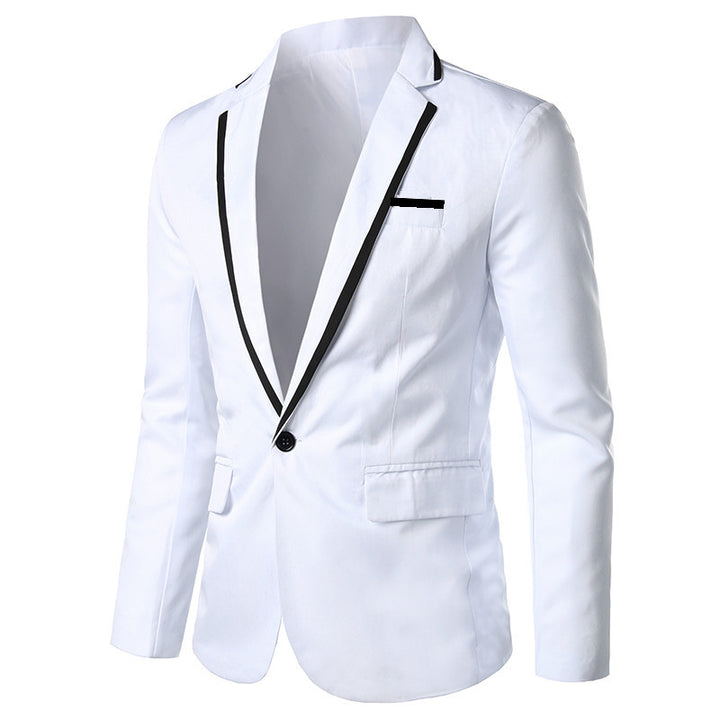 Men's fitted single-button evening blazer with contrast piping on the lapel Mune Fashion