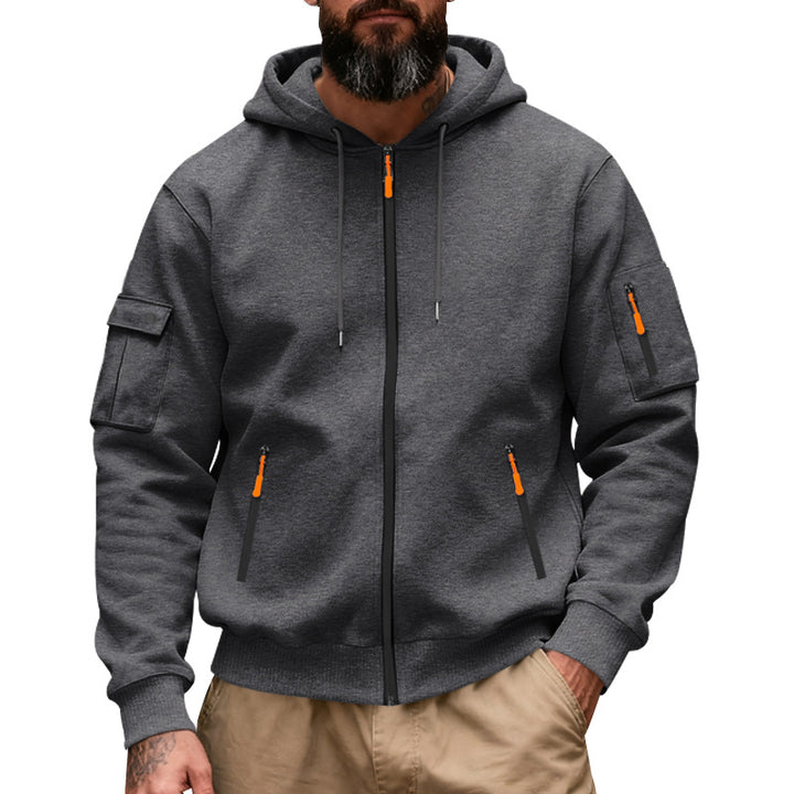 Men's functional hoodie sweat jacket with full zip and arm pocket Mune Fashion