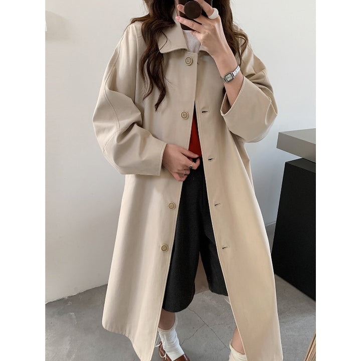 Women's Long Oversized Trench Coat with Wide Cut and Classic Lapels Mune Fashion