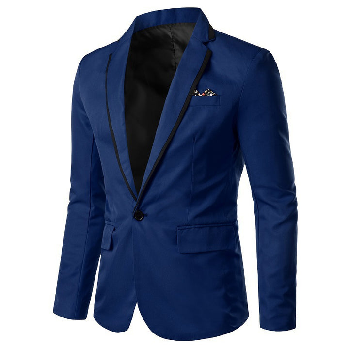 Men's tailored single-breasted blazer with contrasting edge trim Mune Fashion