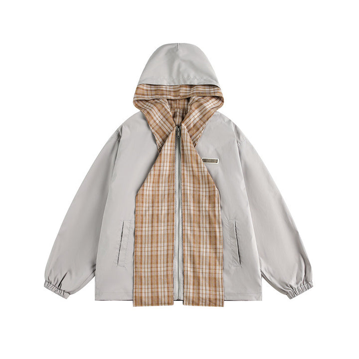 Unisex Two-Layer Hoodie with Checked Inner Placket and Elastic Cuffs Mune Fashion