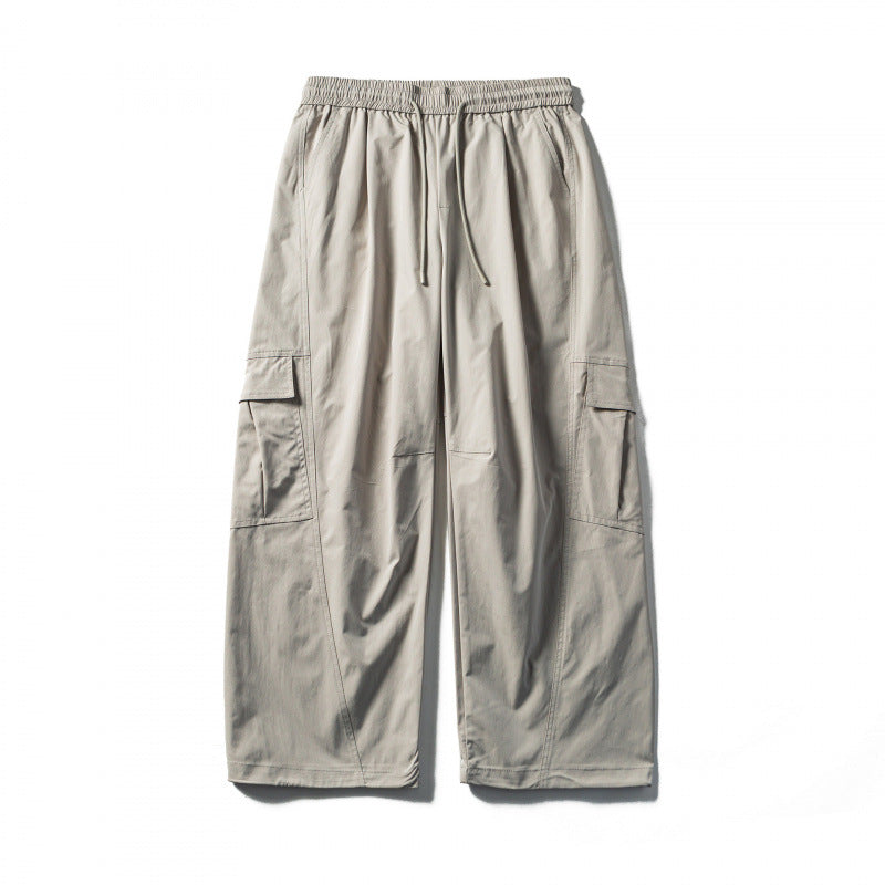 Men's Loose Cargo Pants with Elastic Waistband, Drawstring and Functional Side Pockets Mune Fashion