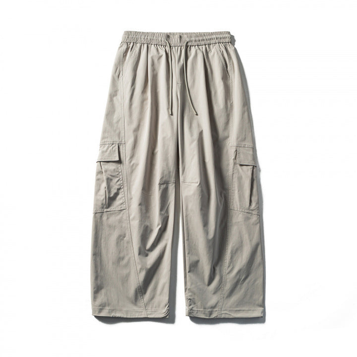 Men's Loose Cargo Pants with Elastic Waistband, Drawstring and Functional Side Pockets Mune Fashion