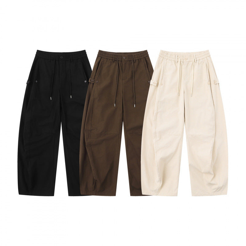 Women's Wide Culotte Cargo Pants with Elastic Waistband, Drawstring and Patch Pockets Mune Fashion