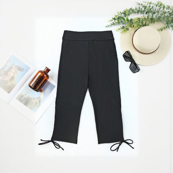 Women Practical Capri Pants with Lacing Details Mune Fashion