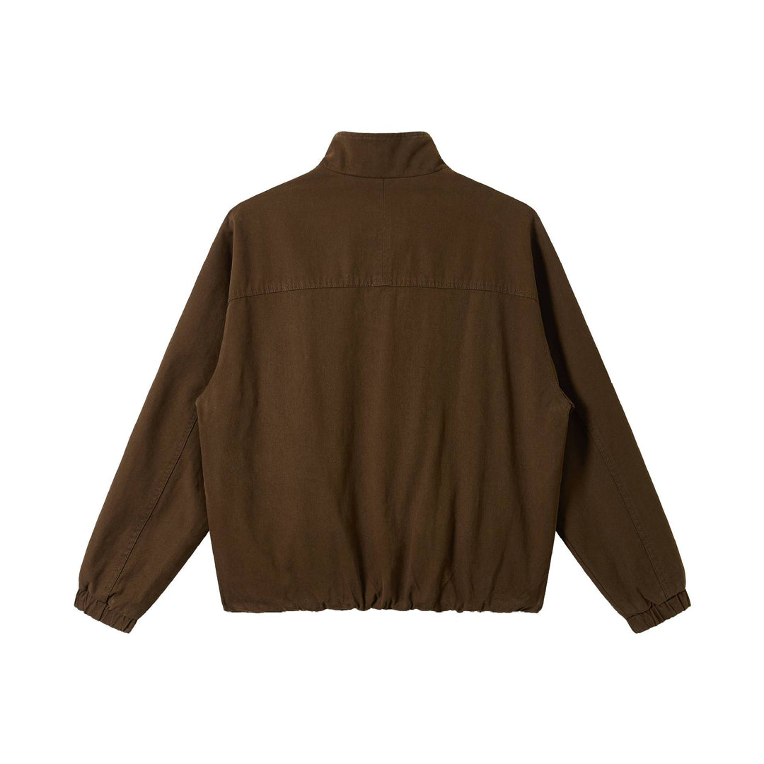 Men's Boxy Canvas Field Blouson with High Stand Collar and Elastic Hem