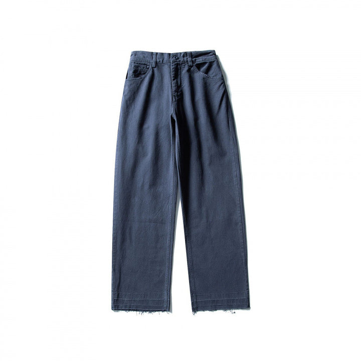 Ladies Wide High-Waist Jeans with Straight Leg and Raw Hem Mune Fashion