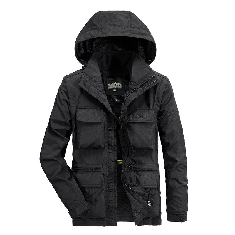 Men's field parka with detachable hood, breathable mesh lining, and versatile front pockets Mune Fashion