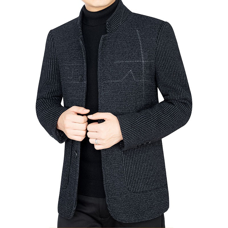 Men's knitted blazer with ribbed sleeves, stand-up collar and applied pockets Mune Fashion