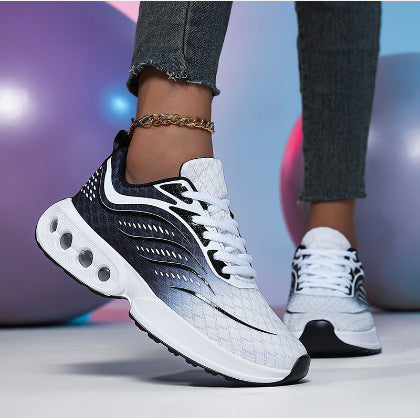 Ladies' nano sporty knitted running shoes with ventilated air chamber sole and ergonomic rolling sole Mune Fashion