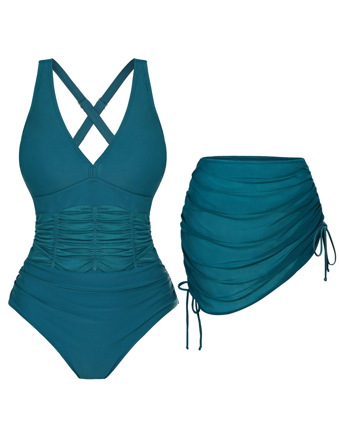 Women's body-hugging swimsuit with asymmetrical overlay Mune Fashion