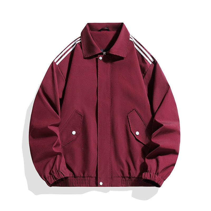 Men's sporty-urban oversize bomber jacket with ribbed hem, snap button placket & shoulder stripes Mune Fashion
