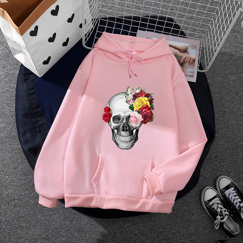 Unisex hooded sweatshirt with floral skull illustration, oversized fit and French terry quality Mune Fashion