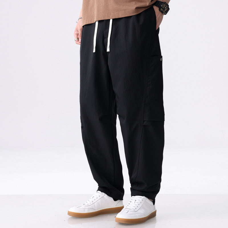 Men's utility cargo pants with drawstring waistband and side flap pockets Mune Fashion