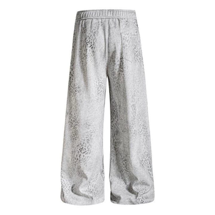 Women's Wide Palazzo Jogging Pants with Drawstring Waist, Statement Print and Vintage Wash Mune Fashion