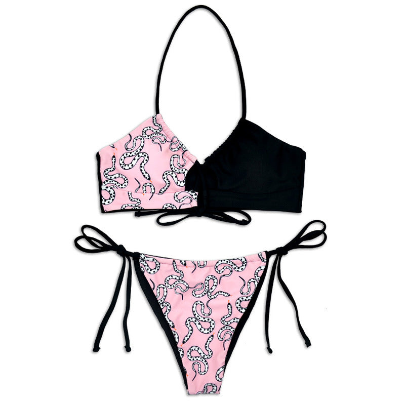 Women's halter bikini with asymmetric design and playful pattern Mune Fashion