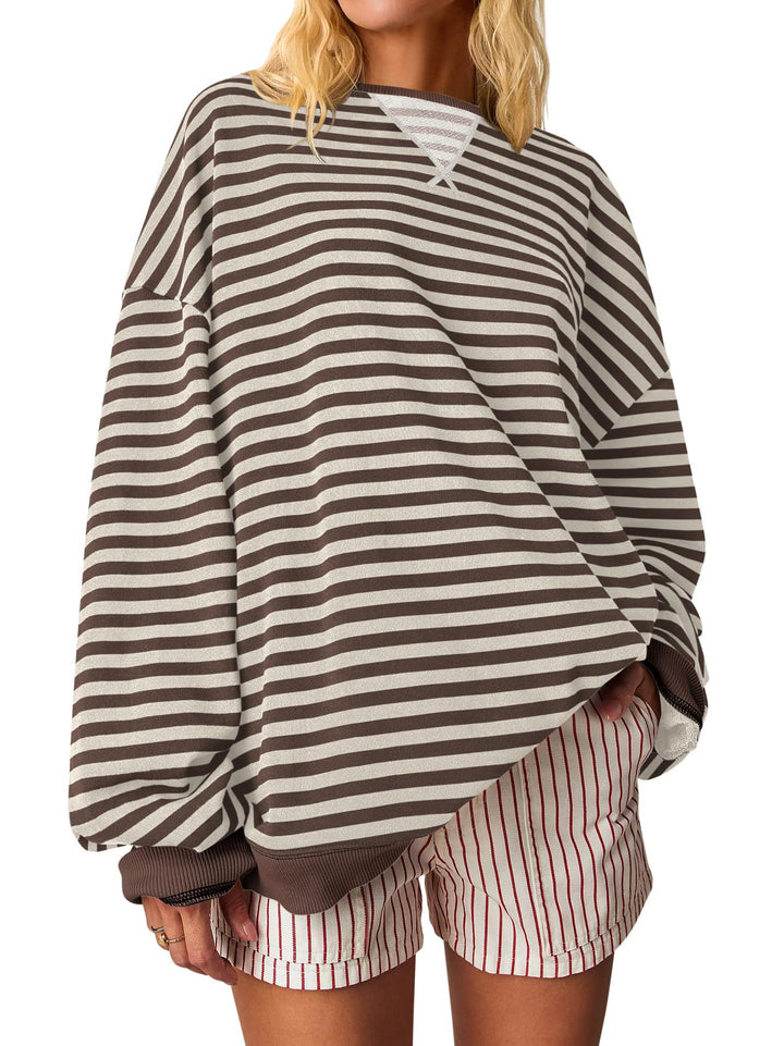 Women Oversized Striped Sweatshirt