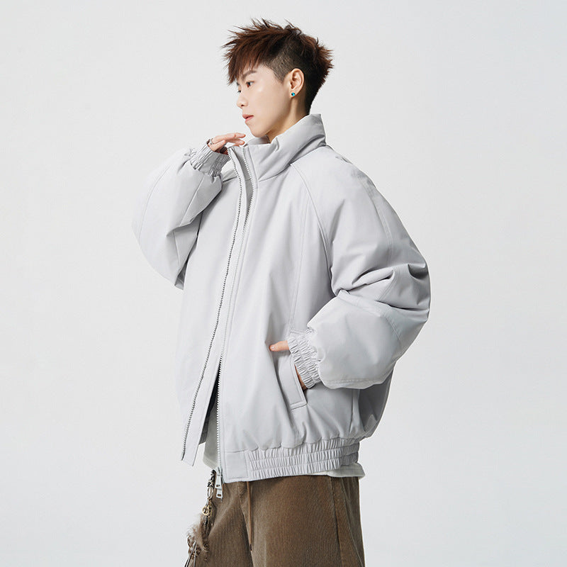 Men's Oversized Windbreaker with Stand Collar and Elastic Cuffs Mune Fashion