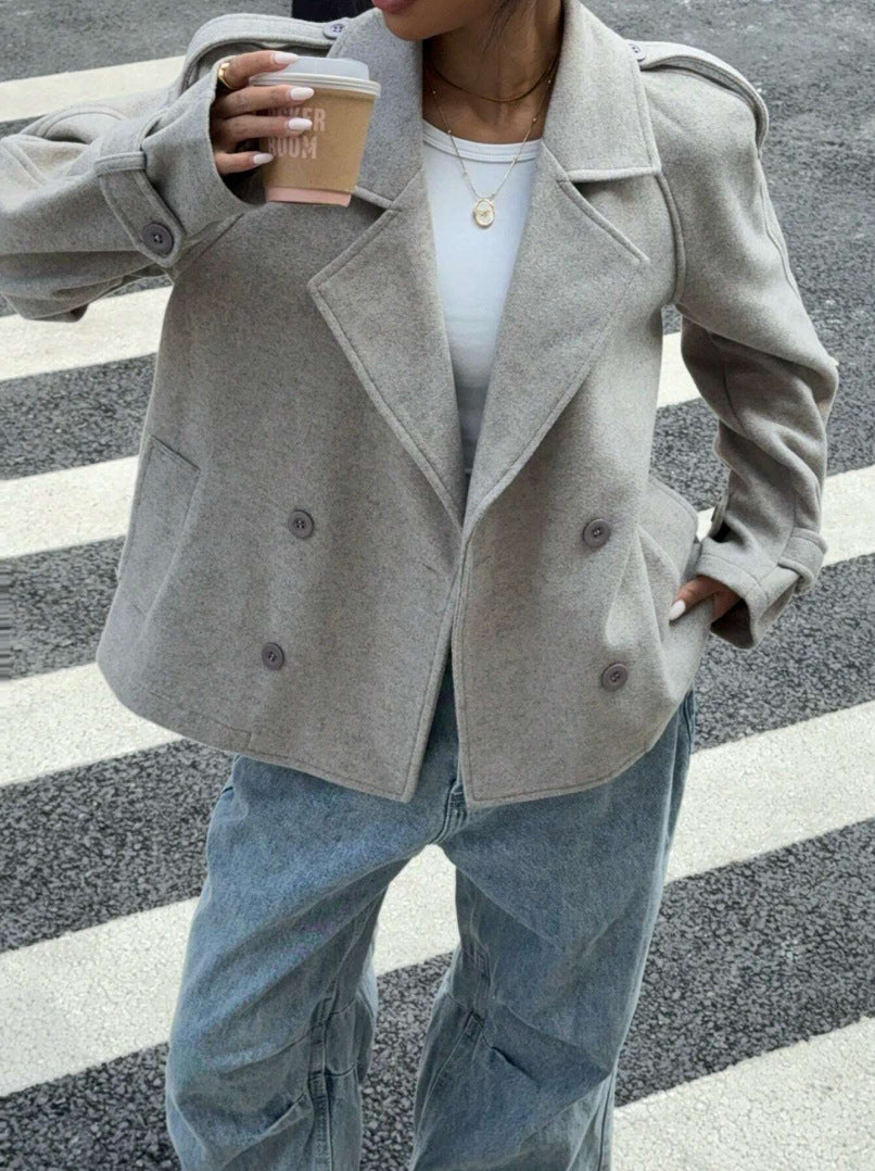Ladies Elegant Oversized Wool Jacket
