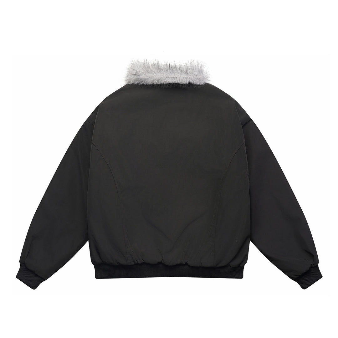Men's Boxy Bomber Jacket with cozy artificial fur collar and windproof thermal lining Mune Fashion