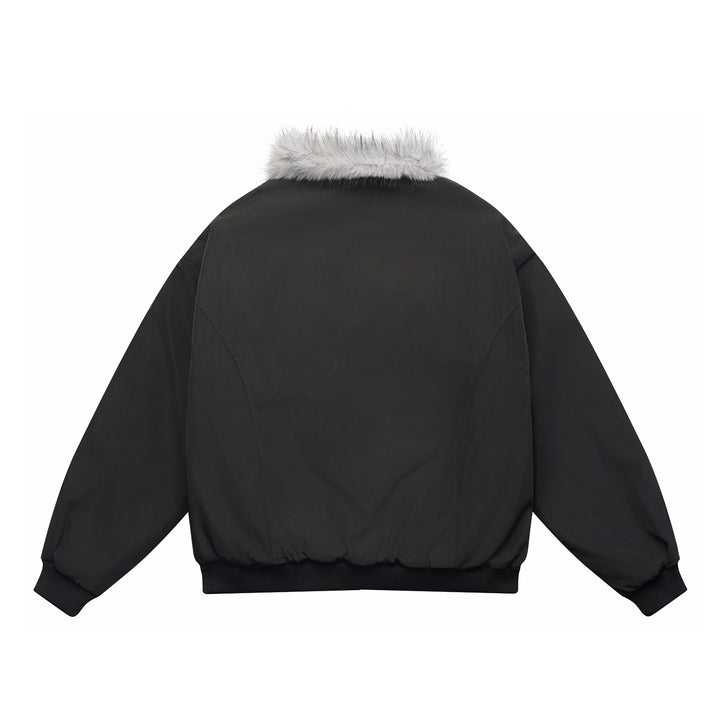 Men's Boxy Bomber Jacket with cozy artificial fur collar and windproof thermal lining Mune Fashion
