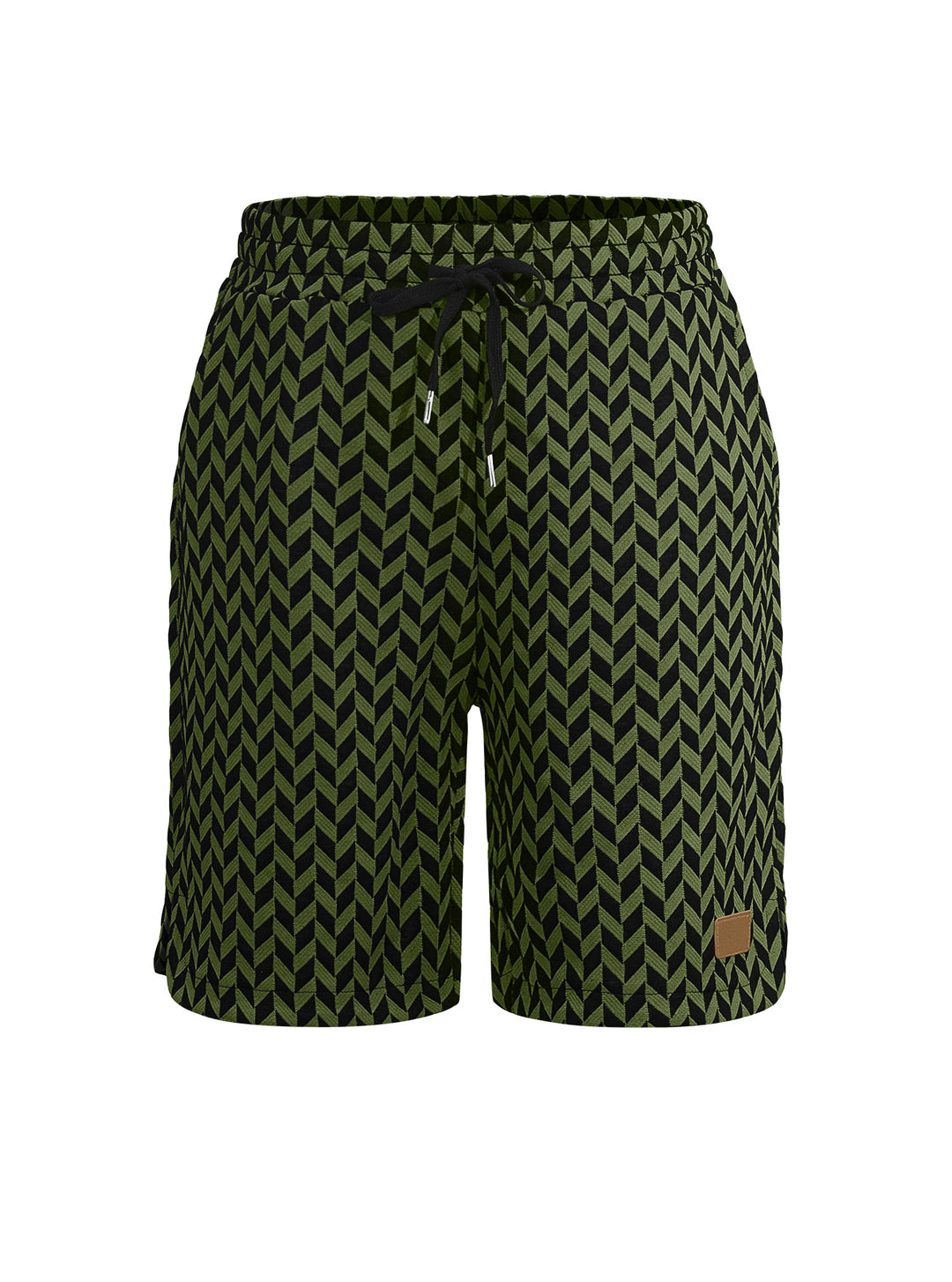 Women's Jacquard Shorts with elastic comfort waistband, drawstring and herringbone pattern Mune Fashion