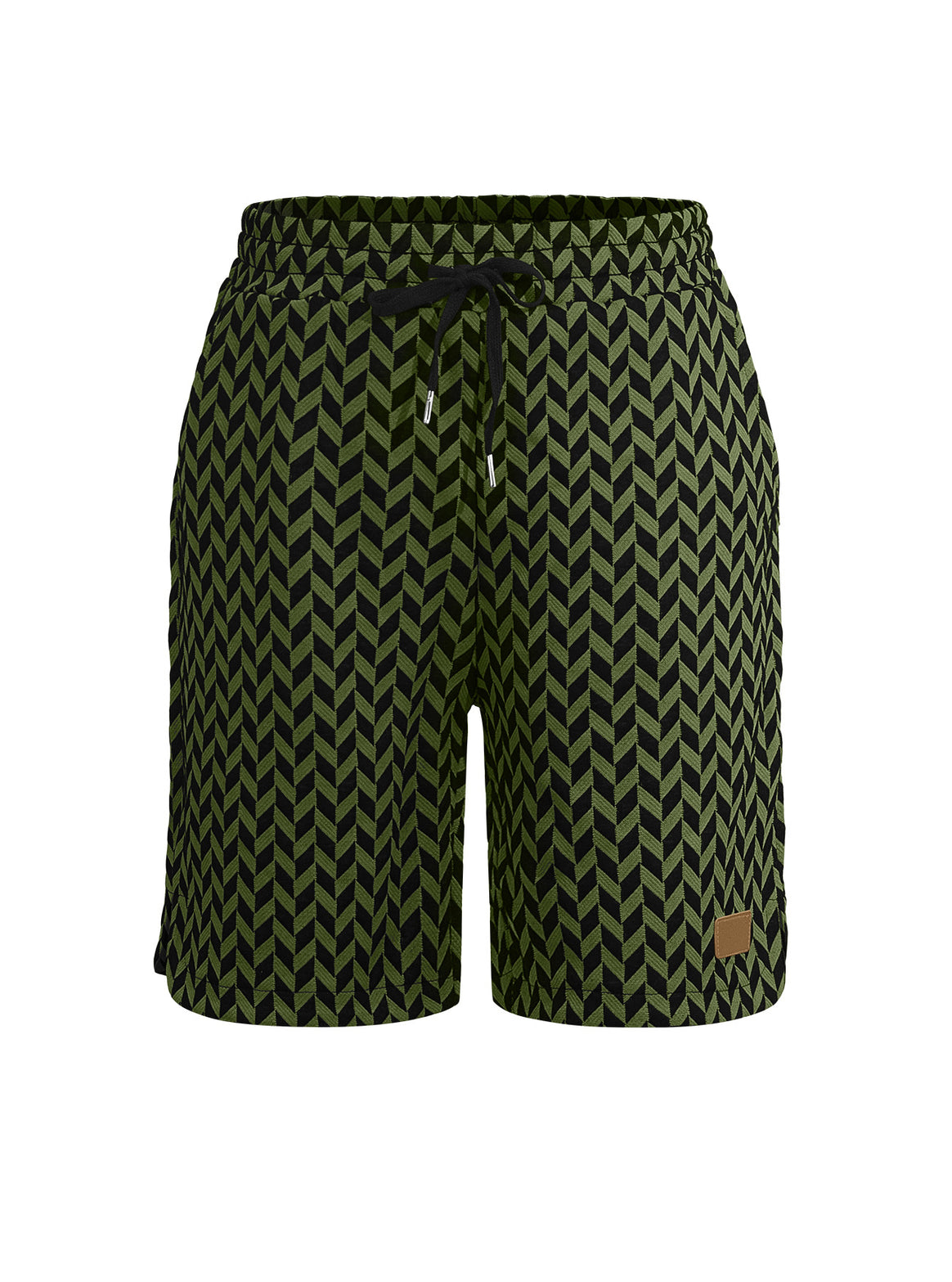 Women's Jacquard Shorts with elastic comfort waistband, drawstring and herringbone pattern Mune Fashion