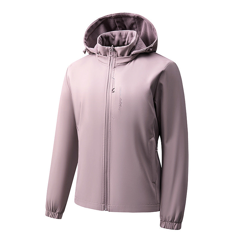 Women's lightweight waterproof softshell jacket with hood and chest zipper pocket Mune Fashion