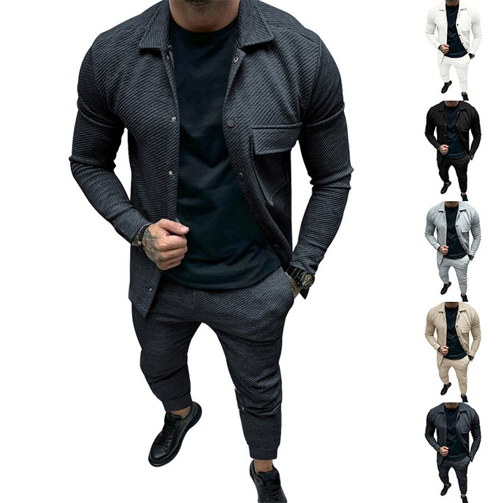 Men's Structured Jersey Leisure Set with Overshirt and Tapered Jogging Pants Mune Fashion