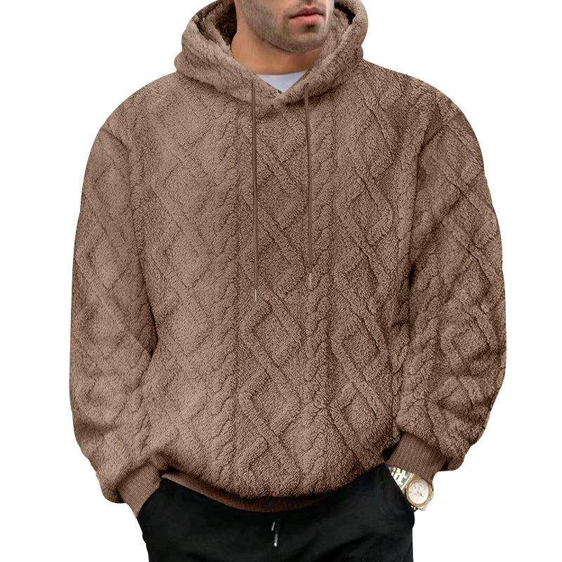Men's structured Sherpa hoodie with diamond quilting, drawstring hood, and ribbed cuffs Mune Fashion