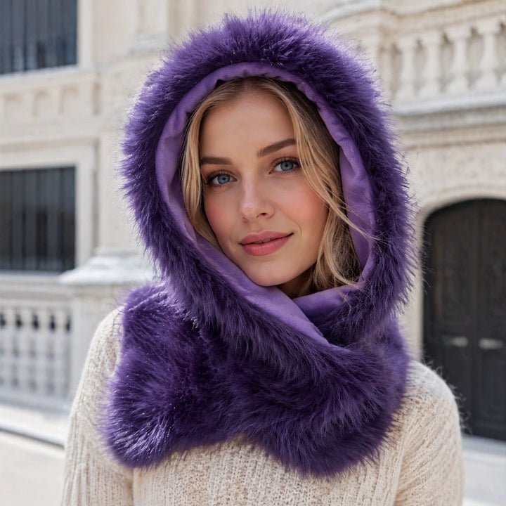 Women's hooded scarf with bear ears and integrated loop scarf Mune Fashion